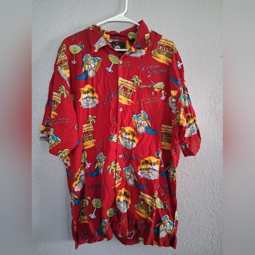 Jimmy Buffett Margaritaville Button Down Hawaiian Shirt 5 O’clock Somewhere XXL